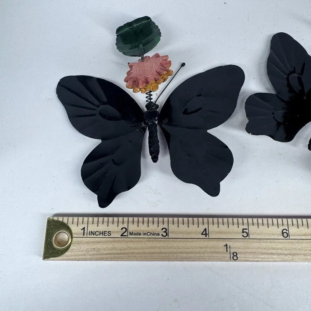 Metal Butterfly Garden Decor Spring Clip On Plant Pot Art Set READ